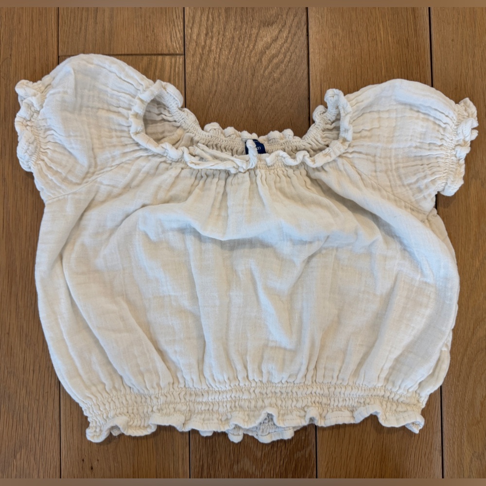 Girls White Ruffled Top SZ12